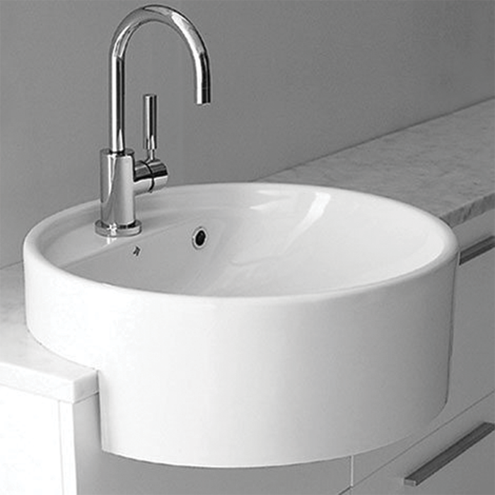 Flaminia TwinSet Round Semi Recessed Basin 420mm 1 Tap Hole