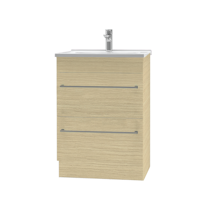 S50 Project Floor Vanity Double Drawer 600 Soft Cls Melamine Grain