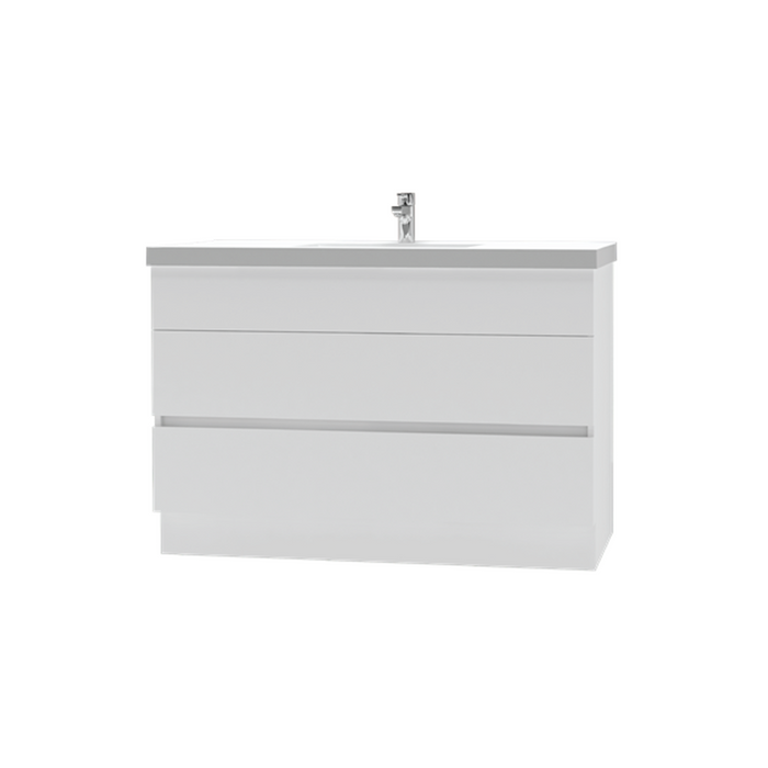 Lago Plus Vanity Finger Pull 1200 Floor 2 Drawer Melamine White