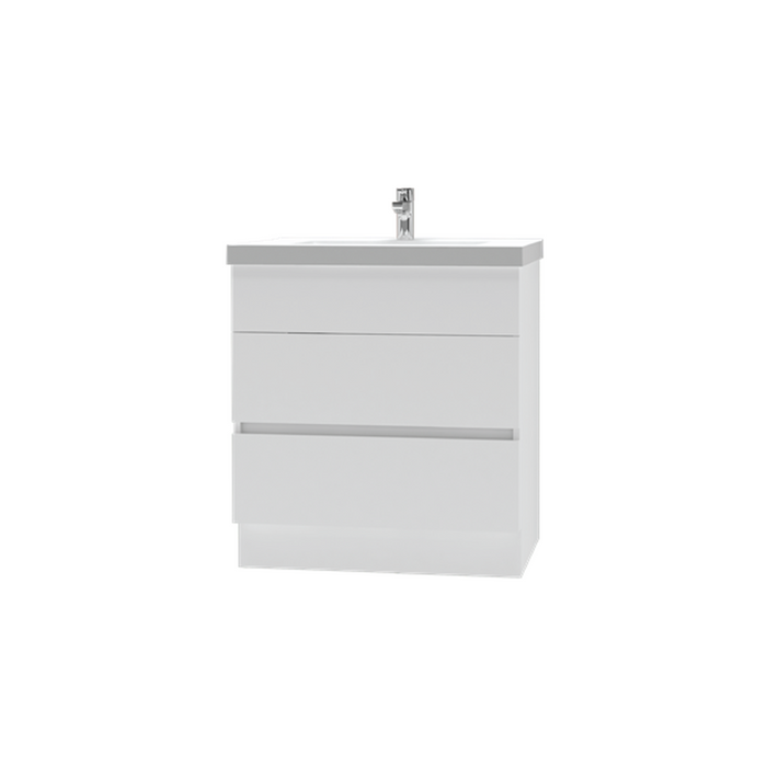 Lago Plus Vanity Finger Pull 750 Floor 2 Drawer Melamine White