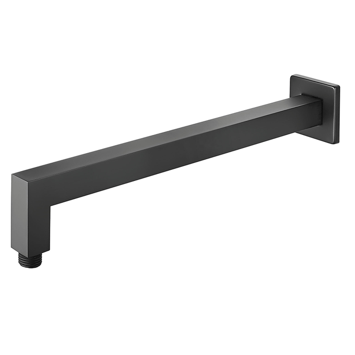 M&Z Corner V Square Brass 400mm Wall Shower Arm Matt Black