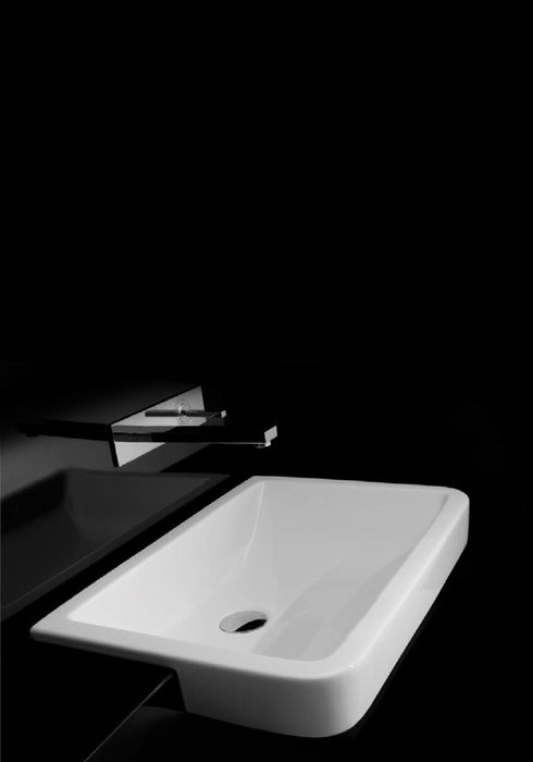 Valdama Chicane White Gloss Semi Recessed Basin 590mm