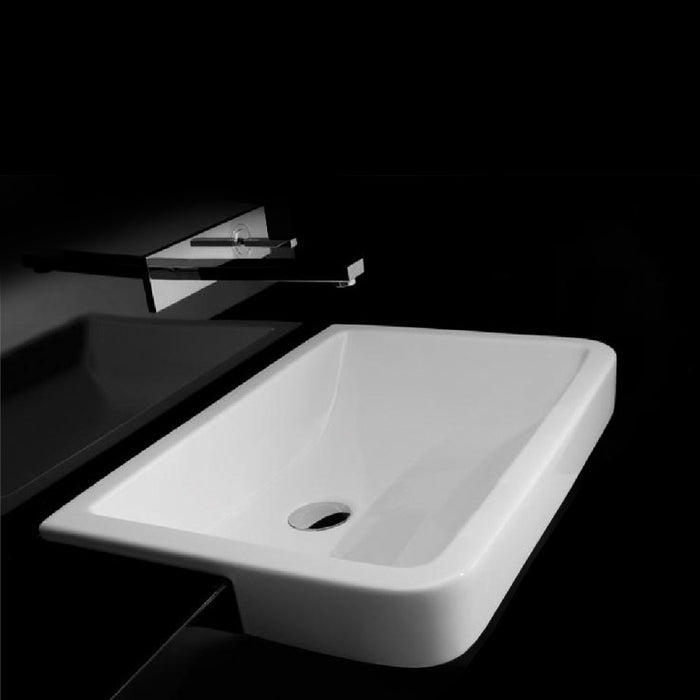 Valdama Chicane White Gloss Semi Recessed Basin 590mm