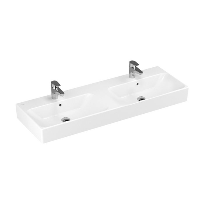 Vitra Nuo Double Bowl Wall Washbasin 1300mm 1 Tap Hole